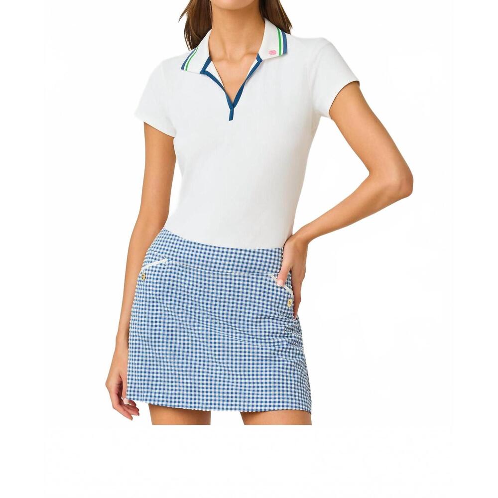 NEW LILLY PULITZER thera skort in starlight navy mini performance gingham